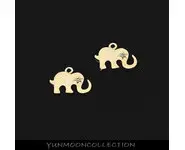 2x mignon éléphant en mat plaqué Or