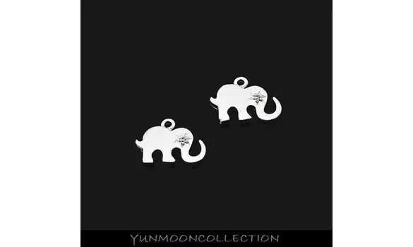 2x éléphant charms en mat plaqué argent