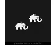 2x éléphant charms en mat plaqué argent