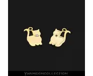 2x Chat charms en mat plaqué Or