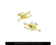 Breloque oiseau & branche en plaqué Or