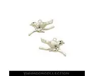 Breloque oiseau & branche plaqué OR