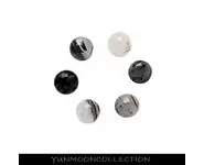 6x perle de quartz rutile noir ronde 8mm