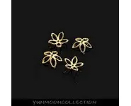 4x fleur coupelle plaqué Or sur 925