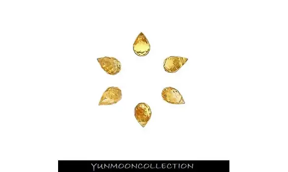 6x citrine briolette à facettée