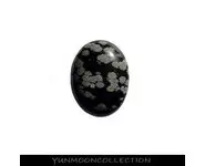 Cabochon obsidienne flocon de neige 40mm