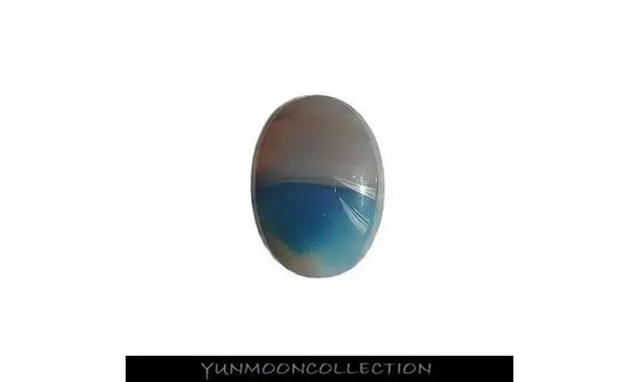 Cabochona gate bleue ovale lisse 40mm