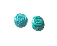 2x perle en turquoise sculpté à la main