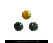 Perles jade vert et jaune sculpté