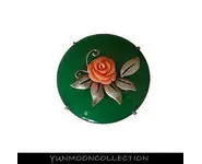 Jade broche avec un corail rose fleur