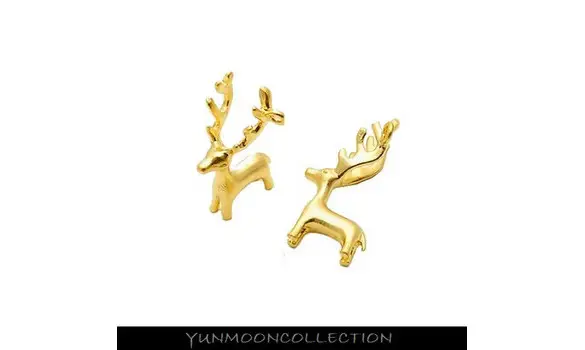 Breloque cerfs en mat plaqué Or 18K