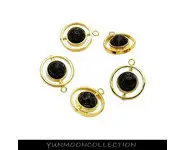 Pendentif globe howlite noir plaqué Or