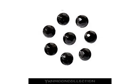 8x tourmaline noire micro facettée 8mm