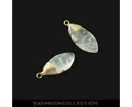 Pendentif prehnite en goutte plaque Or