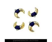 Corne/croissant bleu fonce en plaqué Or