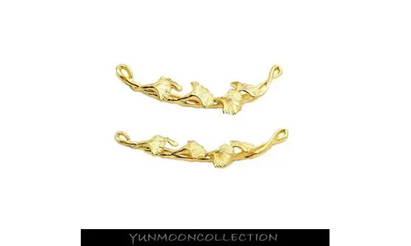 Ginkgo feuille connecteur mat plaqué or