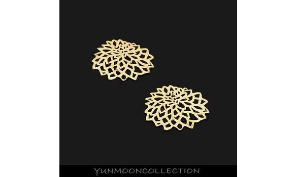 2x hortensia filigrane estampe plaqué Or