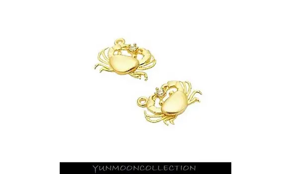 2x petit crabe charm en mat plaqué Or