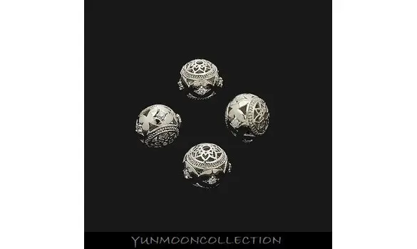 Perle lotus ronde sculpté en plaqué OR