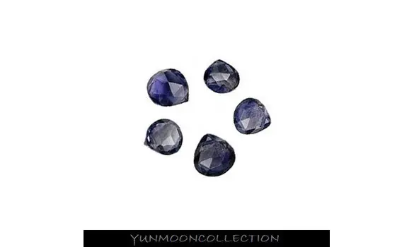 5x Lolite quartz mini-briolettes bleu