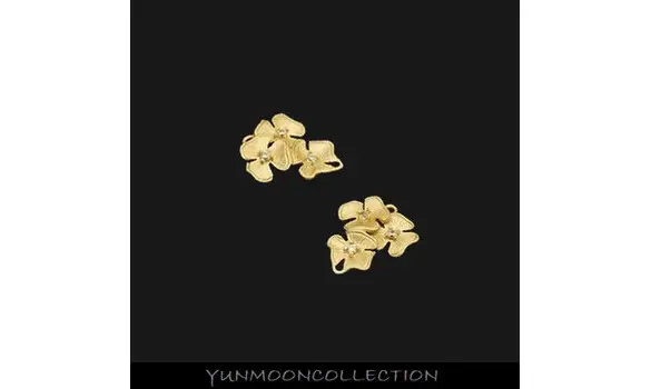 2x azalée connecteur en plaqué Or mat