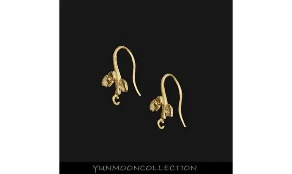 Fleurs crochets mat plaqué Or argent 925