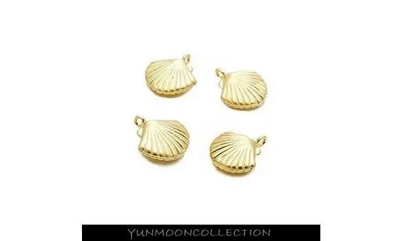 2x breloque coquillage en mat plaqué Or