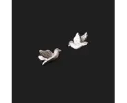 2x mini oiseaux en platine plaqué OR