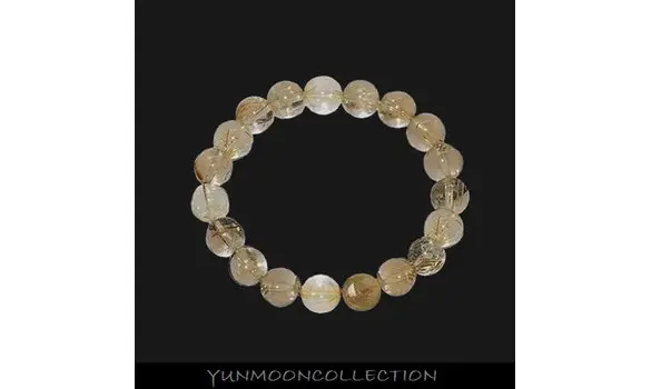 Bracelet en perle d'Or quartz rutile 9mm