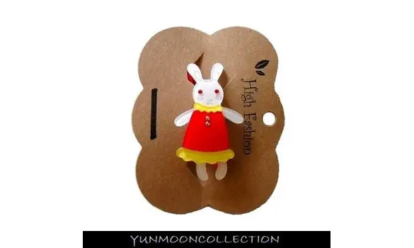 Barrette lapin fillette en jupe rouge