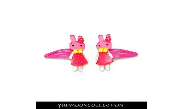Barrette lapin en jupe rose