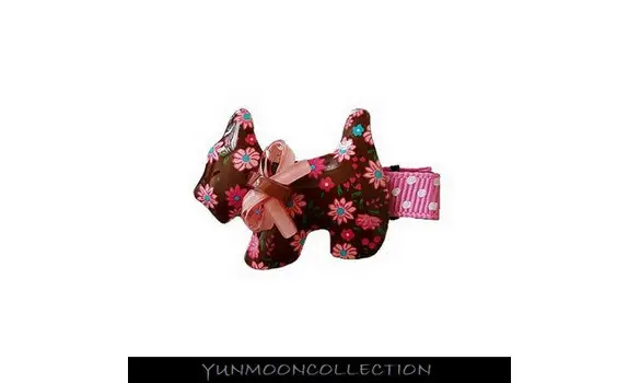 Barrette chien scottie marron et rose