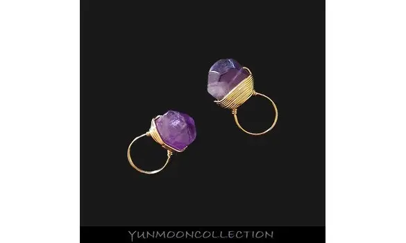 Pendentif bague d'améthyst facettée