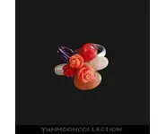 Bague en fleur coraux et multi gemmes