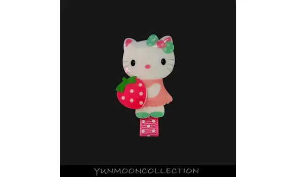 Barrette chat avec fraise