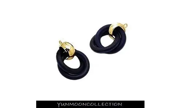 Pendentif double anneau en bois bleu