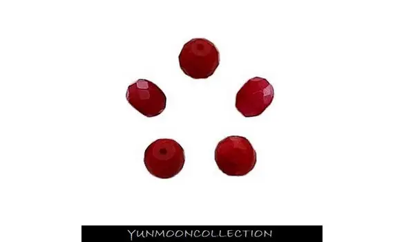 5x Jade rondelle rouge facettée