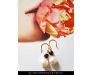 BO perle d'eau douce grenat et plaqué Or